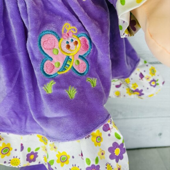 Large 24" Calplush CUTIE DOLLS Girl Purple Floral Butterfly Doll Plush W Tags - Picture 12 of 16